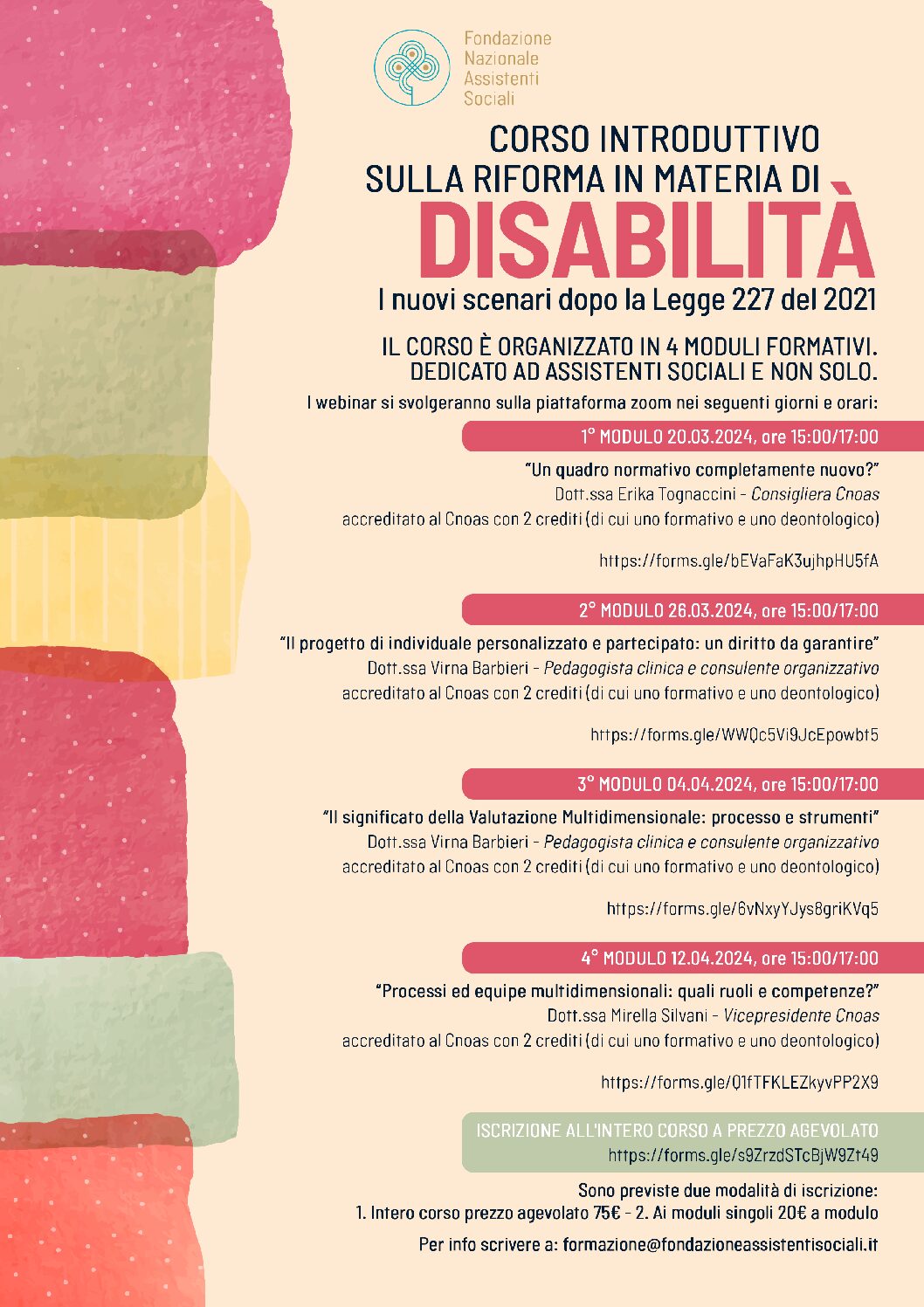 Corso introduttivo sulla riforma in materia di disabilità.